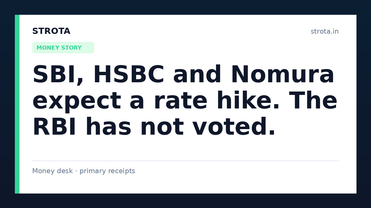 SBI, HSBC and Nomura expect a rate hike. The RBI has not voted.