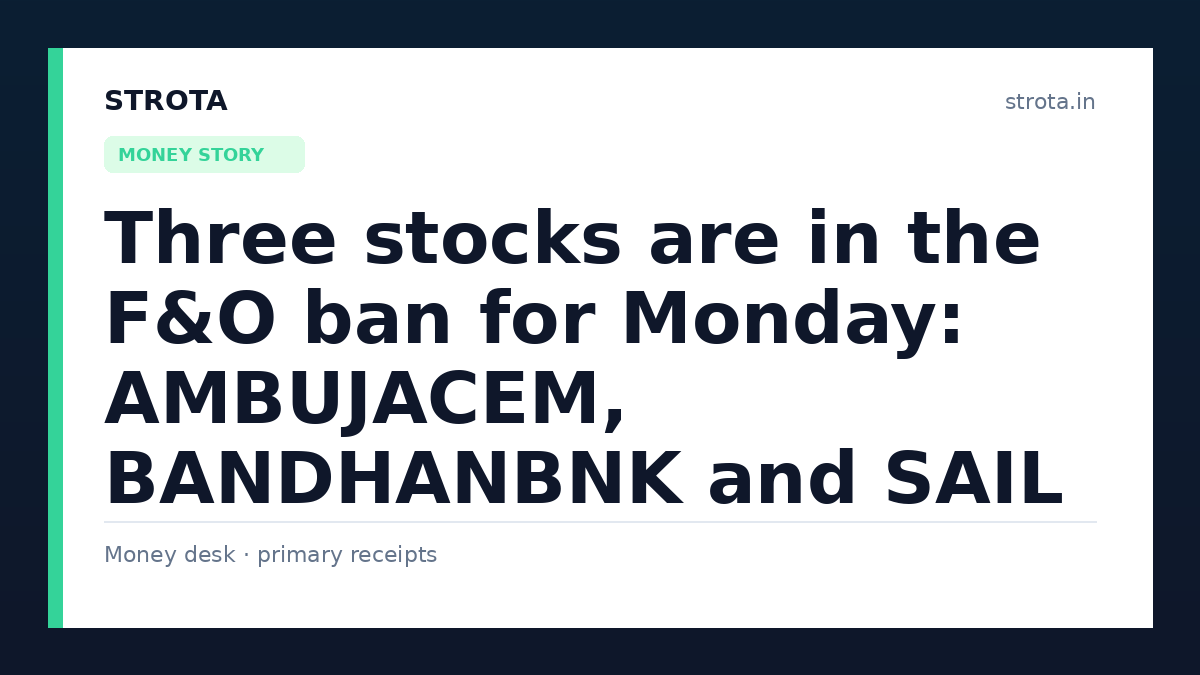 Three stocks are in the F&O ban for Monday: AMBUJACEM, BANDHANBNK and SAIL
